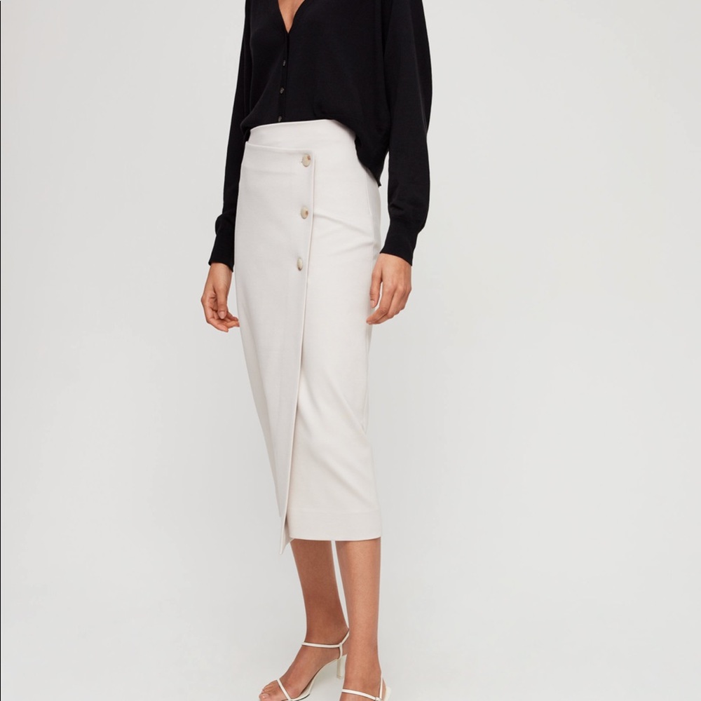 Babaton Aritzia Buttoned Up Skirt in Bone